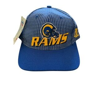 Vintage Los Angeles Rams NFL Pro Line Snapback Hat Blue Check Pattern NWT 90s